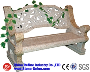 Yellow Rust Granite Long Stone Chair, Beige Granite Bench, Park Furniture