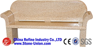 Yellow Rust Granite Long Stone Chair, Beige Granite Bench, Park Furniture