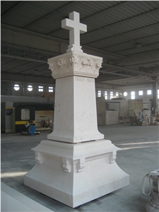 Memorial Cemetery in Form Of Obelisk, White Marble Veselje