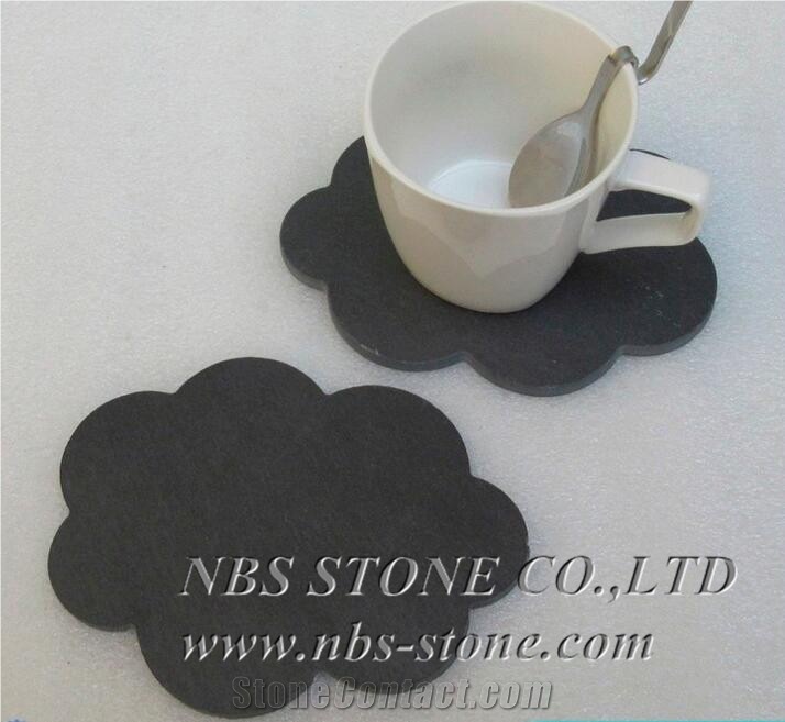 Kitchen Utensils,Modern Bar Restaurant Dinner Black Slate Stone Plate,Tea Trays,Handle,China Slate