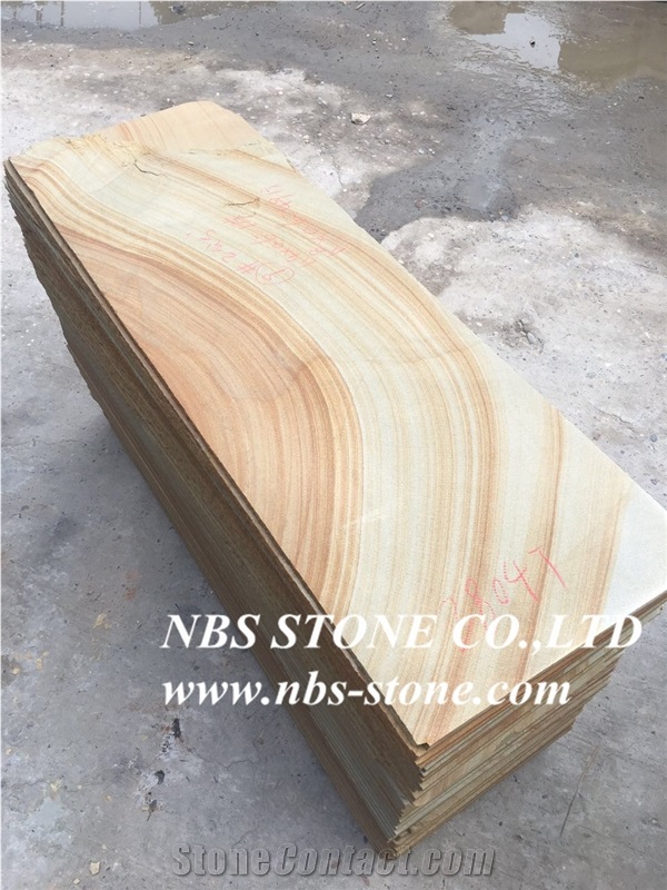 Sichuan Sandstone,Yellow Natural Building China Teakwood Vein Beige Wood Honed Slabs Flooring Tiles, Wall Panel, Pool Coping, Pavings, Applicable to Indoor and Outdoor with Best Price and High Quality