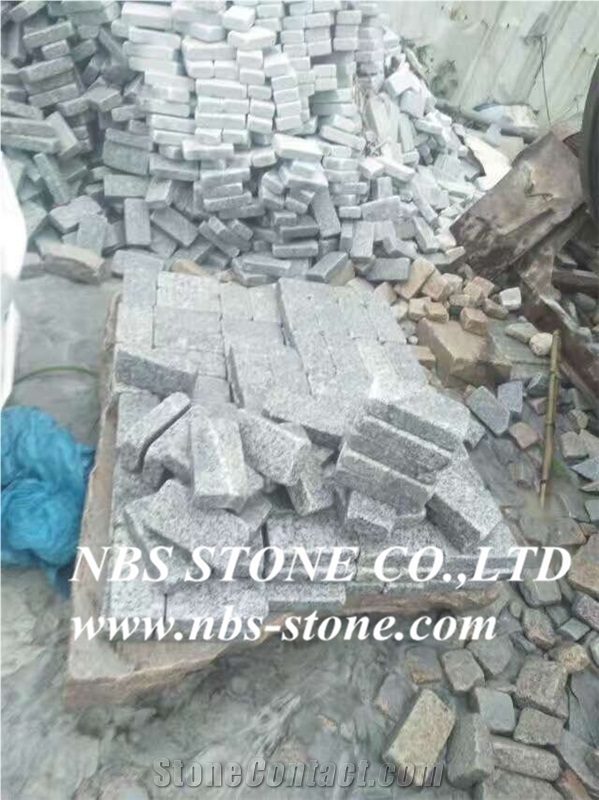 Tumble Cube Granite, Cobble Stone, Granite Light Grey Cube Stone, Paving Setts, Tumbled Cobble Stone 10x20x2/3cm for Walkway/Driveway/Coutryart Paving