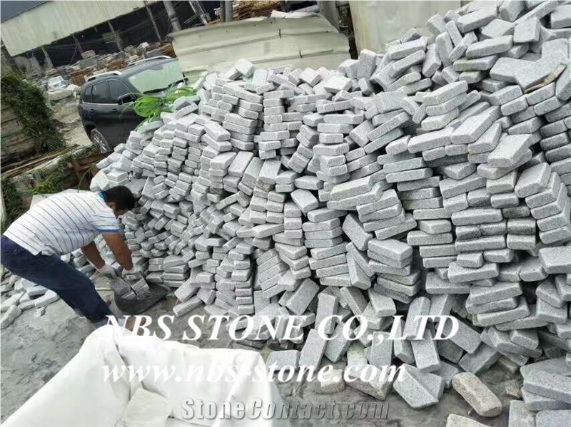 Tumble Cube Granite, Cobble Stone, Granite Light Grey Cube Stone, Paving Setts, Tumbled Cobble Stone 10x20x2/3cm for Walkway/Driveway/Coutryart Paving