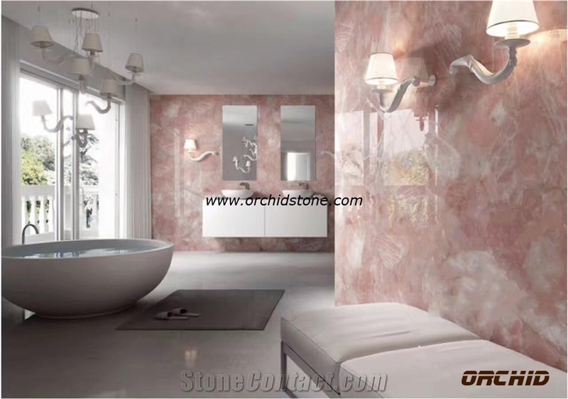 Pink Quartz Semi Precious Stone,Rose Pink Gemstone Wall Cladding Tiles,Paving Tiles,Decorative Interior Flooring Tiles