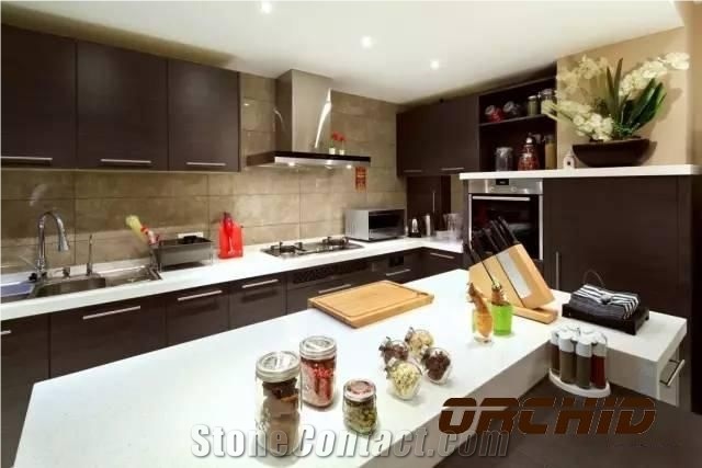Pure White Quartz Stone Kitchen Counter Tops,Super White Solid Surface Kitchen,Island Tops,Bar Tops,Silestone Kitchen Counter Tops,Engineered Stone Bar Tops,Dinning Tops