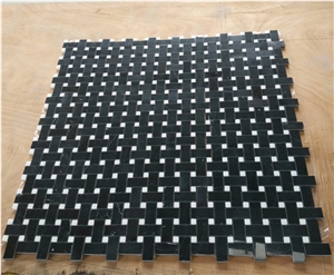 Basketweave/Herringbone/Hexagon Pattern Black Nero Marquina Marble Mosaic Tiles Polished,Honed,Natural Split Surface