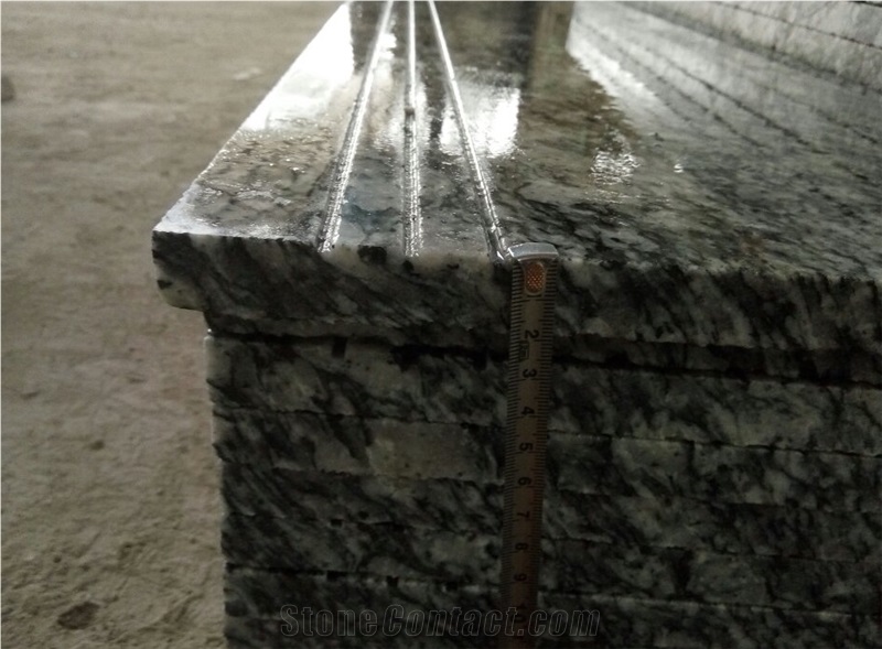 China Surf White Sea Wave White Flower Spary White Granite Polished Stairs Steps Tiles