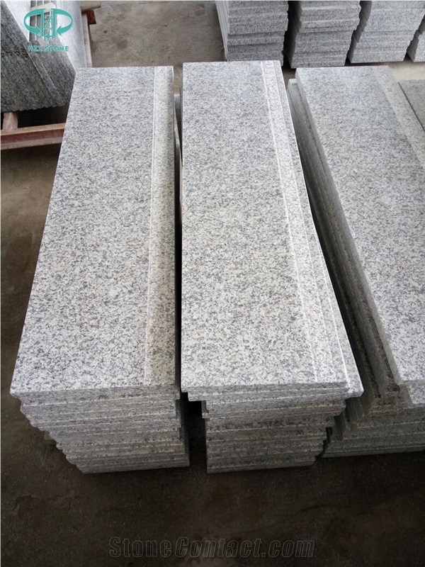 G602 White Grey Granite Stairs,Steps with Anti Slip,Grooving,Bullnose,Granite Treads,Granite Staircase,Risers,Polished,Flamed,Interior,Outdoor