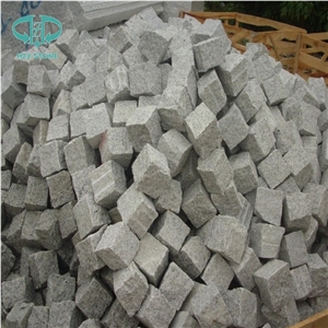 G603 Grey Granite Cube Stone, Bianco Granite, Cobble Stone, Paving Stone