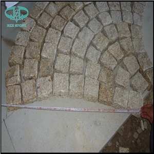 Granite G682 Cube Stone,Granite Paving Stone,G682 Yellow Beige Granite Bushhamered Paving Stone Square Shape Patio Walkway Driving Terrace Pavers Paving