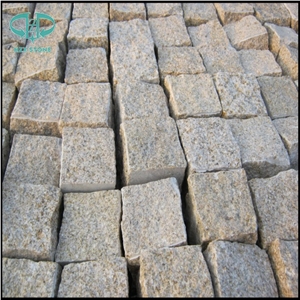 Granite G682 Cube Stone,Granite Paving Stone,G682 Yellow Beige Granite Bushhamered Paving Stone Square Shape Patio Walkway Driving Terrace Pavers Paving