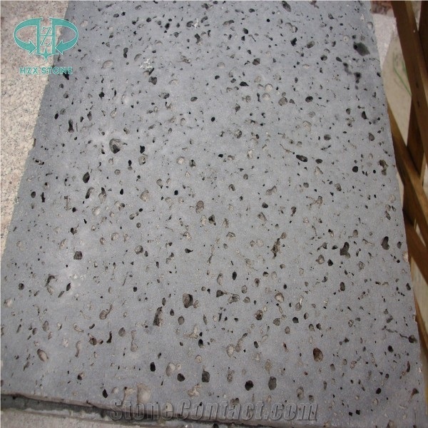 Hainan Lava Stone Tiles, Lava Stone Paver,Big Holes Volcanic Basalt Paving Tiles,Saw Cut Lava Stone Tile for Garden Pavement Volcanic Rock Pavement