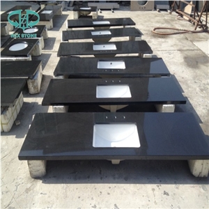 Hebei Black Granite/Absolute Black/China Black Granite Polished/Honed/Bush Hammered China Granite Countertop/Bath Top,Vanity Top
