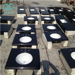 Hebei Black Granite/Absolute Black/China Black Granite Polished/Honed/Bush Hammered China Granite Countertop/Bath Top,Vanity Top