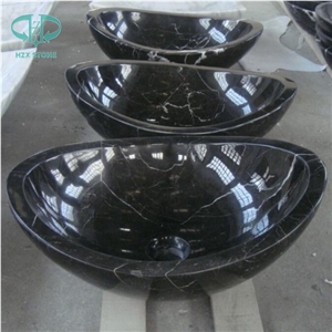 Nero Marquina Bathroom Sinks, Black Marble Oval Sinks, Black Marquina Wash Basins, Oval Basins
