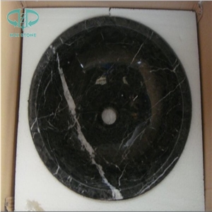 Nero Marquina Bathroom Sinks, Black Marble Oval Sinks, Black Marquina Wash Basins, Oval Basins