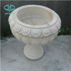 Outdoor Garden Decoration Sandstone Sculpture Polyresin Pedestal Flowerpot
