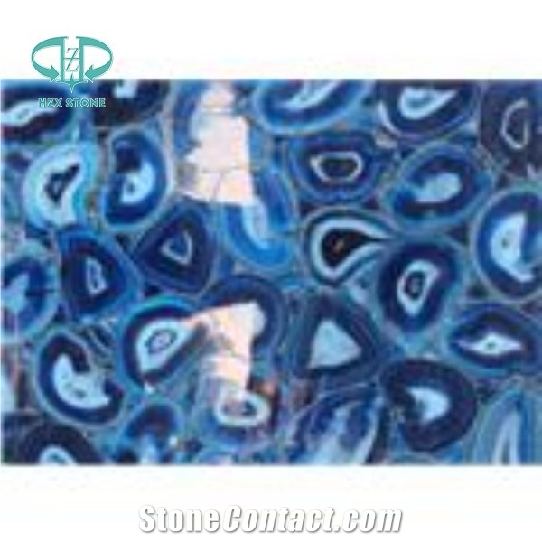 Polished Large Blue Agate Gemstone Slab from China