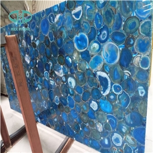 Polished Large Blue Agate Gemstone Slab from China