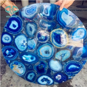 Polished Large Blue Agate Gemstone Slab from China