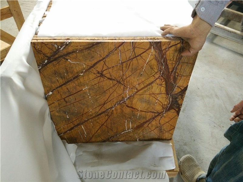 Rainforest Gold Marble, India Yellow Marble Slabs & Tiles