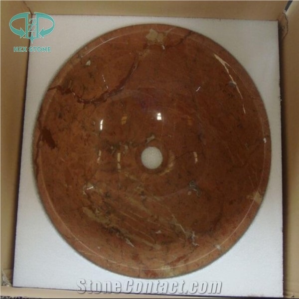 Rojo Alicante Marble Sinks, Red Marble Bathroom Sinks, Natural Stone Wash Basins, Red Marble Vessel Sinks