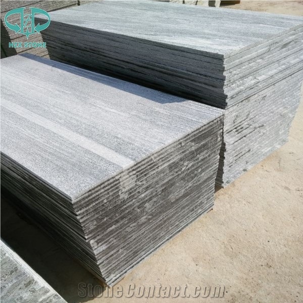 Sandblasted Sea Grey Granite Tiles/Spray White Water Wave, Black Granite with White Veins,Water Wave Vein Granite,Sea Wave Granite Tile & Slab, Tiger White,Water Wave