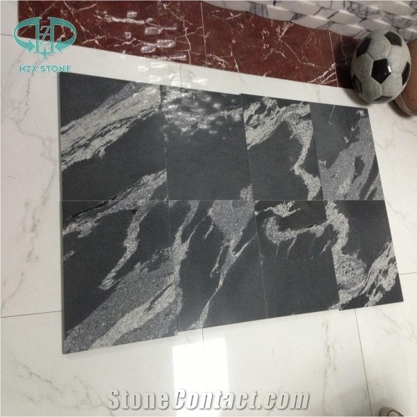 White Veins Black Granite, Kashmir Black, Fantasy Black Granite, Nero Fantasy Granite Slabs & Tiles, Interior Decoration Granite, China Black Granite, Big Slabs
