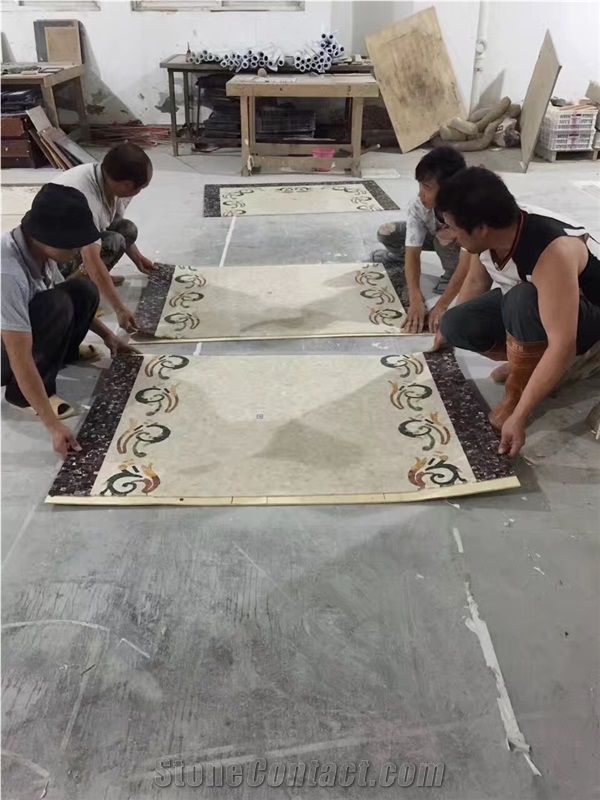 Brown Marble Mosaic Floor Medallion Border Marble Emperador Dark Skirting for Interior Borders