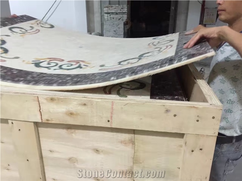 Brown Marble Mosaic Floor Medallion Border Marble Emperador Dark Skirting for Interior Borders