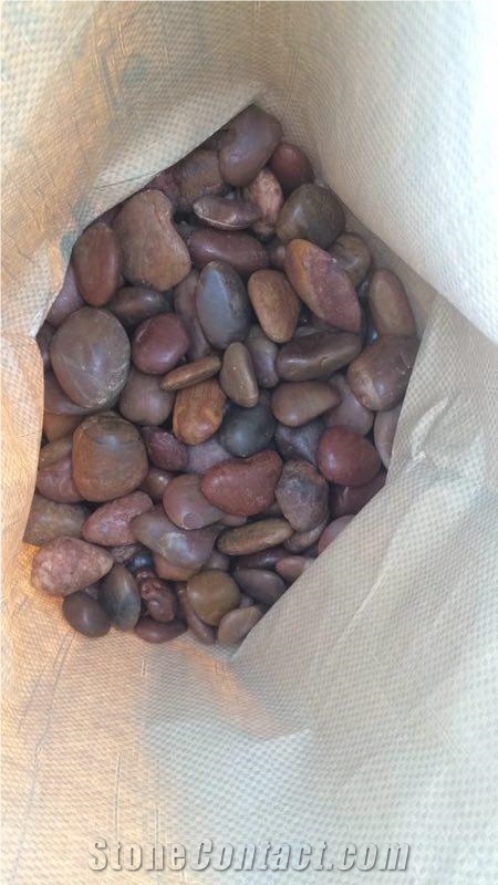 China Purple Pebble with High Polished,Round Special Color Pebble Stone,Mixed Color Polished River Pebble