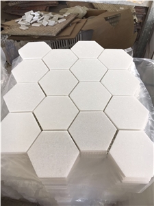 Honed Octagon Mosaic Tile Marble Crema Marfil Octagon Mosaic Tile for Bathroom