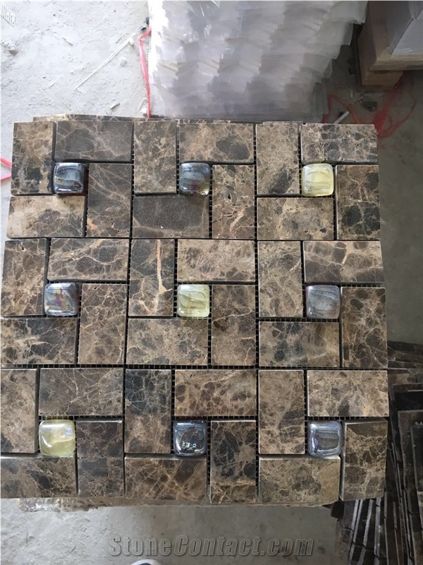 Polished Crema Mafil Mosaic Tile Lantern Chip 50mm Mosaic Tile for Walling