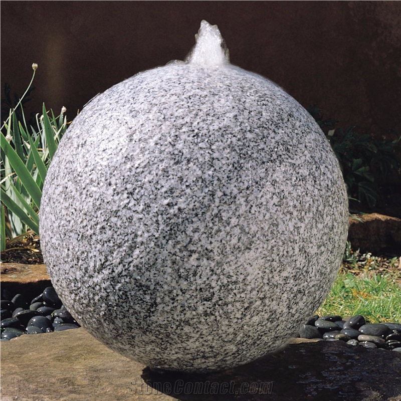 Garden Grey Granite Stone Sphere Ball Fountain