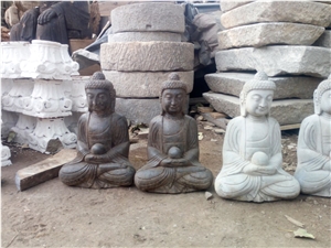 H60cm Limestone Antiqued Buddha Statue