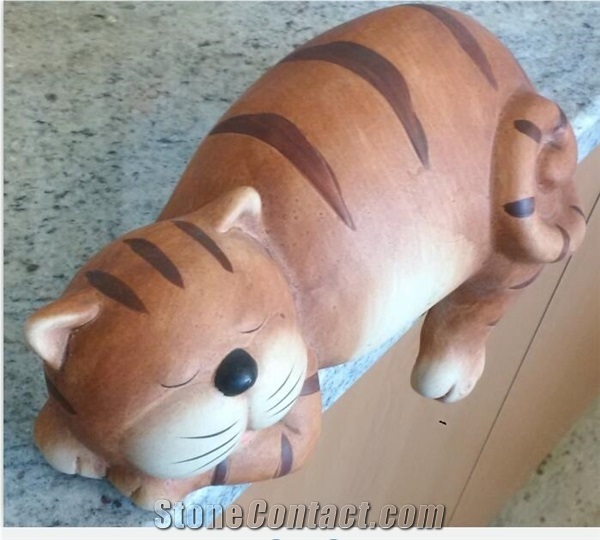 China Factory Direct Hand Carving Works, Garfield Cat Stone Statue, Sleepy Cat Carved Marble Gifts for Decoration in House Garden