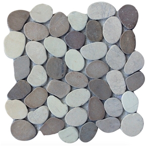 Slice Pebble Mosaic Mix White Tan