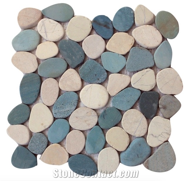 Slice Round Pebble Mix White Green