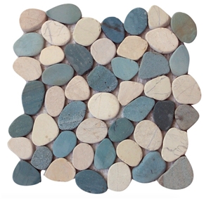 Slice Round Pebble Mix White Green