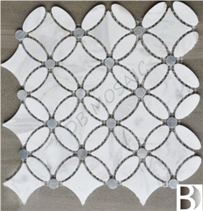 Db Waterjet Mosaic, White Marble Mosaic