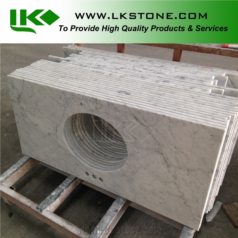 Bianco Carrara Vanity Tops, Bianco Carrara Bathroom Tops, Bianco Carrara Custom Vanity Tops, Bianco Carrara Bath Countertops, Bianco Carrara Bathroom Vanity Top