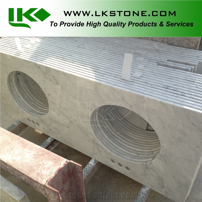 Bianco Carrara Vanity Tops, Bianco Carrara Bathroom Tops, Bianco Carrara Custom Vanity Tops, Bianco Carrara Bath Countertops, Bianco Carrara Bathroom Vanity Top