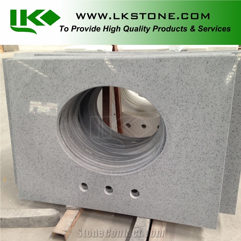 Grey Quartz Stone Bath Tops, Quartz Stone Countertops, Artificial Stone Solid Surface,Artificial Stone Bathroom Tops, Gray Arficial Stone Vanity Tops, Gray Quartz Stone Vanity Tops