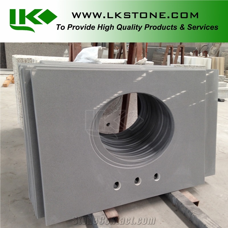 Pure Grey Quartz Stone Vanity Tops, Pure Grey Artificial Bathroom Tops, Pure Grey Caesarstone Vantity Tops, Grey Bathroom Countertops, Pure Grey Vanity Tops