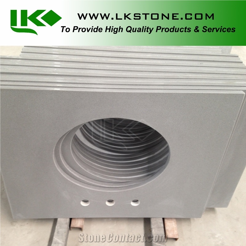 Pure Grey Quartz Stone Vanity Tops, Pure Grey Artificial Bathroom Tops, Pure Grey Caesarstone Vantity Tops, Grey Bathroom Countertops, Pure Grey Vanity Tops