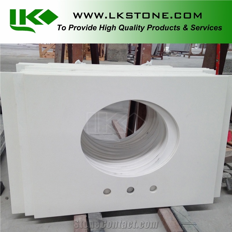 Pure White Quartz Stone Vanity Tops, Pure White Artificial Bathroom Tops, White Caesarstone Vantity Tops, White Bathroom Countertops, White Vanity Tops