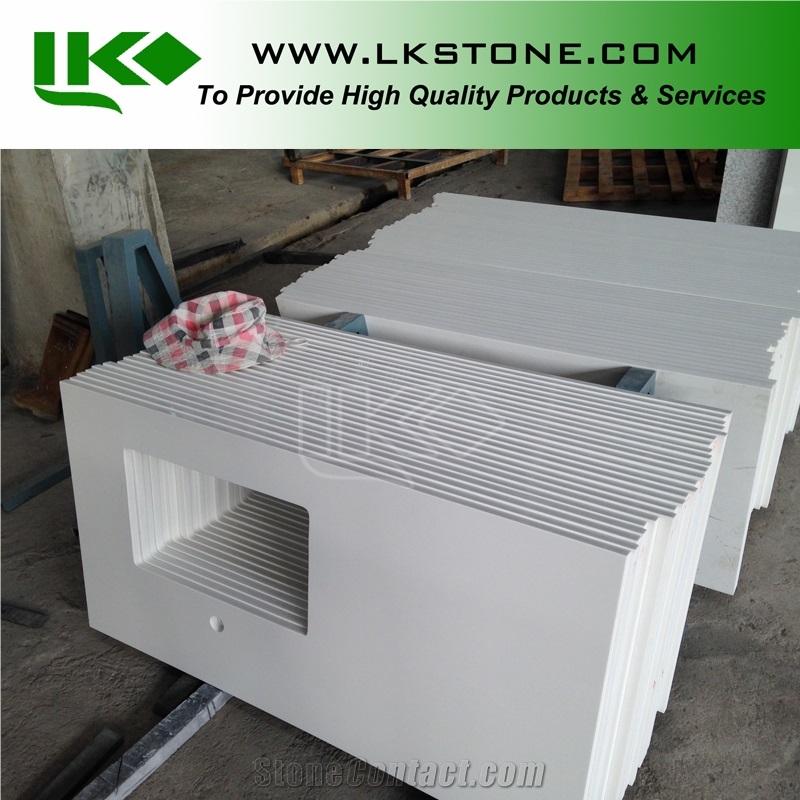 Pure White Quartz Stone Vanity Tops, Pure White Artificial Bathroom Tops, White Caesarstone Vantity Tops, White Bathroom Countertops, White Vanity Tops