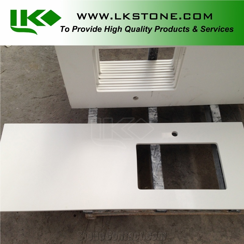 Pure White Quartz Stone Vanity Tops, Pure White Artificial Bathroom Tops, White Caesarstone Vantity Tops, White Bathroom Countertops, White Vanity Tops