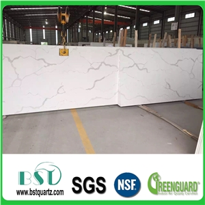 A Quality Calacatta White Marble Look Quartz Stone Polished Slabs & Tiles Engineered Stone Artificial Stone Slabs for Hotel Kitchen,Bathroom Walling