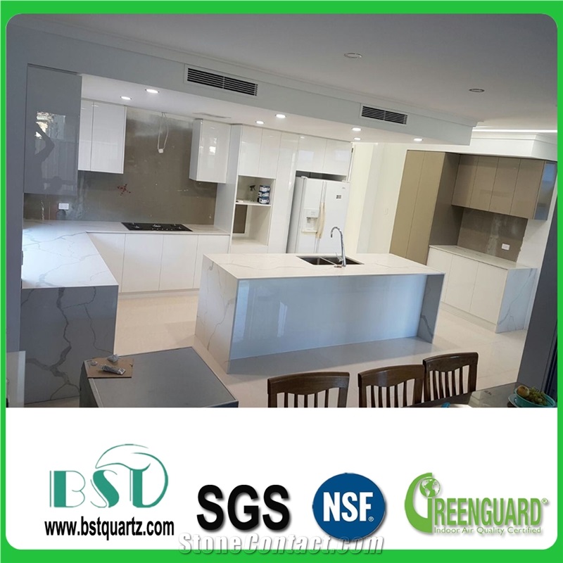 Calacatta Quartz Kitchen Countertops/Calacatta Quartz Kithen Island Top/Calacatta Engineered Quartz Bar Tops